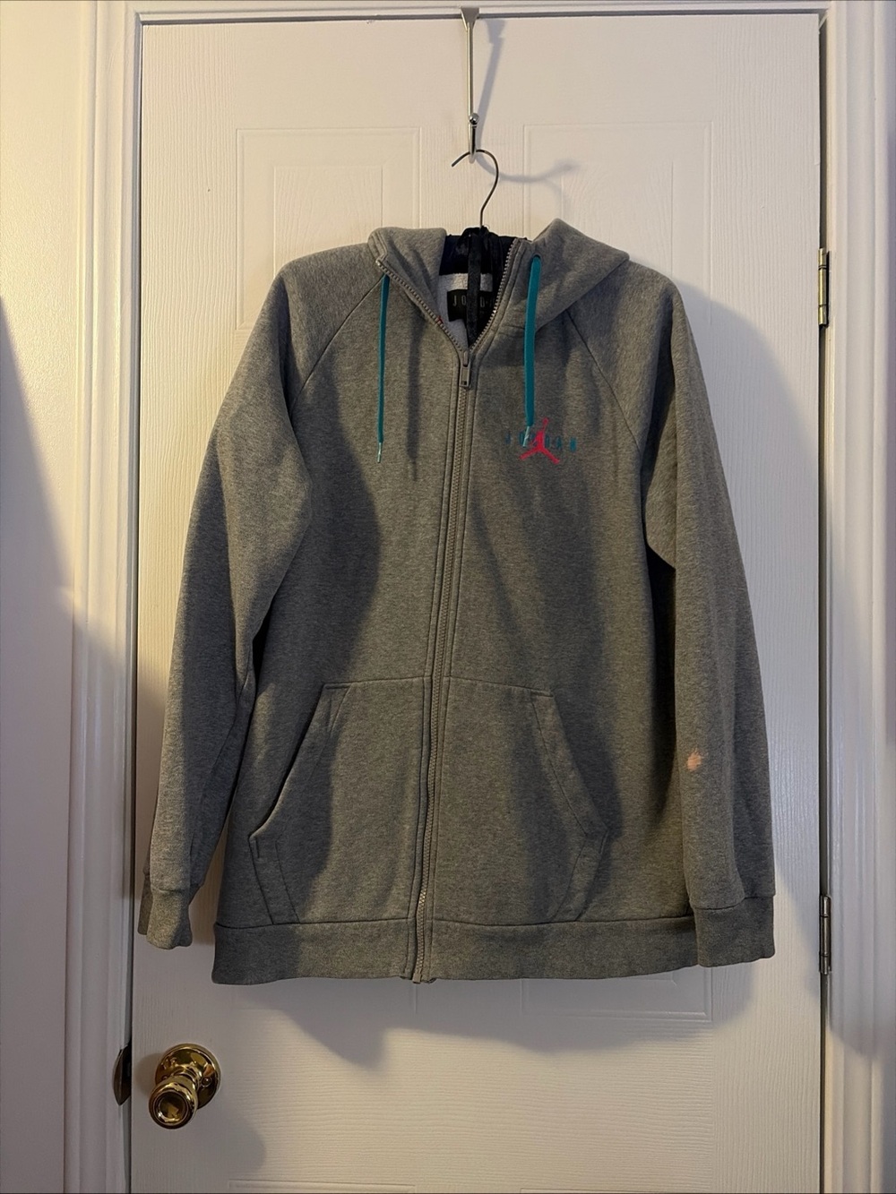Nike Air Jordan Full Zip Hoodie(Gray/Teal/Pink) MENS M (flawed)